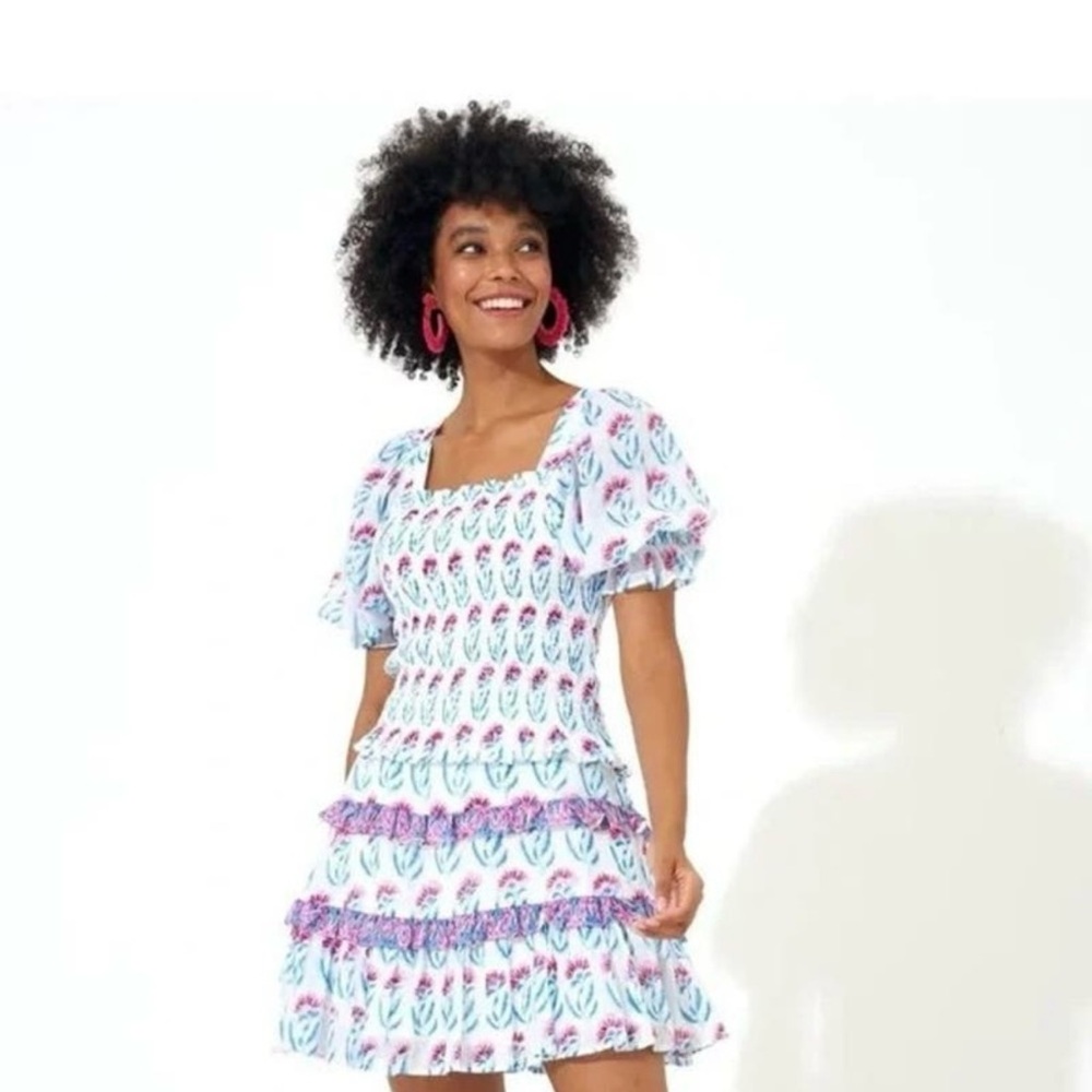 Oliphant White Mini Skirt with Pink & Purple Motif NWT